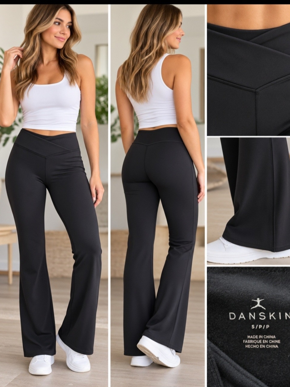Danskin Black Boot Cut Flare Yoga Pants with V-Waist